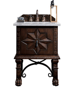 Balmoral 26" Single Vanity Cabinet, Antique Walnut w/ 3 CM Arctic Fall Solid Surface Top James Martin Vanities