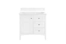 Load image into Gallery viewer, Bathroom Vanities Outlet Atlanta Renovate for LessPalisades 36&quot; Single Vanity, Bright White, w/ 3 CM Grey Expo Quartz Top