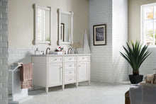 Load image into Gallery viewer, Brittany 60&quot; Bright White Double Vanity w/ 3 CM Carrara Marble Top James Martin Vanities