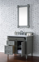 Load image into Gallery viewer, Brittany 36&quot; Urban Gray Single Vanity w/ 3 CM Classic White Quartz Top James Martin