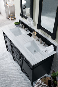 Brittany 60" Black Onyx Double Vanity w/ 3 CM Arctic Fall Solid Surface Top James Martin Vanities