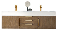 Load image into Gallery viewer, Mercer Island 59&quot; Double Vanity, Latte Oak, Radiant Gold w/ Glossy White Composite Top James Martin Vanities