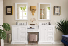 Load image into Gallery viewer, De Soto 82&quot; Double Vanity Set, Bright White w/ Makeup Table, 3 CM Arctic Fall Solid Surface Top James Martin Vanities