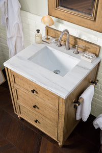Copper Cove 26" Driftwood Patina Single Vanity w/ 3 CM Arctic Fall Solid Surface Top James Martin