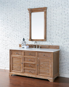 Savannah 60" Single Vanity Cabinet, Driftwood, w/ 3 CM Classic White Quartz Top James Martin Vanities