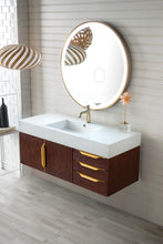 Load image into Gallery viewer, Mercer Island 48&quot; Single Vanity, Coffee Oak, Radiant Gold w/ Glossy White Composite Top James Martin Vanities