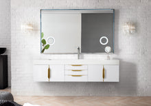Load image into Gallery viewer, Mercer Island 72&quot; Single Vanity, Glossy White, Radiant Gold w/ Glossy White Composite Top James Martin Vanities
