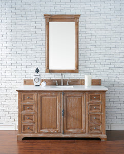 Providence 60" Single Vanity Cabinet, Driftwood, w/ 3 CM Classic White Quartz Top James Martin Vanities