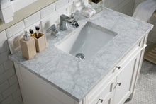 Load image into Gallery viewer, Bathroom Vanities Outlet Atlanta Renovate for LessBrittany 36&quot; Bright White Single Vanity w/ 3 CM Carrara Marble Top