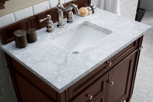 Bathroom Vanities Outlet Atlanta Renovate for LessBrittany 36" Burnished Mahogany Single Vanity w/ 3 CM Carrara Marble Top
