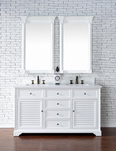 Load image into Gallery viewer, Savannah 60&quot; Double Vanity Cabinet, Bright White, w/ 3 CM Classic White Quartz Top James Martin Vanities