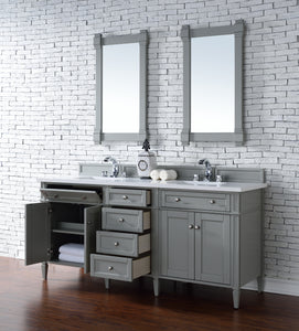 Bathroom Vanities Outlet Atlanta Renovate for LessBrittany 72" Urban Gray Double Vanity w/ 3 CM Classic White Quartz Top