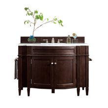 Load image into Gallery viewer, Brittany 46&quot; Single Vanity, Burnished Mahogany w/ 3 CM Classic White Quartz Top James Martin