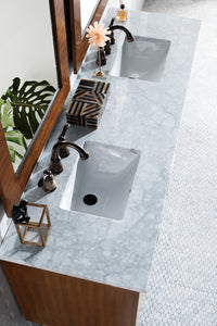 Bathroom Vanities Outlet Atlanta Renovate for LessMetropolitan 72" American Walnut Double Vanity w/ 3 CM Carrara Marble Top