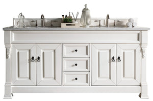 Brookfield 72" Double Vanity, Bright White w/ 3 CM Arctic Fall Solid Surface Top James Martin Vanities