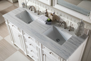 Bristol 60" Double Vanity, Bright White, w/ 3 CM Arctic Fall Solid Surface Top James Martin Vanities