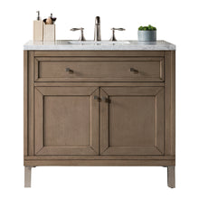 Load image into Gallery viewer, Chicago 36&quot; Single Vanity, Whitewashed Walnut  w/ 3 CM Carrara Marble Top James Martin Vanities