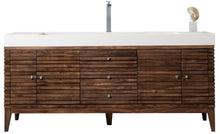 Load image into Gallery viewer, Linear 72&quot; Single Vanity, Mid Century Walnut w/ Glossy White Composite Top James Martin Vanities