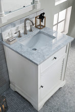 Load image into Gallery viewer, Bathroom Vanities Outlet Atlanta Renovate for LessSavannah 26&quot; Bright White Single Vanity w/ 3 CM Carrara Marble Top