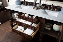 Load image into Gallery viewer, Bathroom Vanities Outlet Atlanta Renovate for LessBalmoral 72&quot; Antique Walnut Double Vanity w/ 3 CM Carrara Marble Top