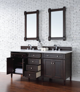 Bathroom Vanities Outlet Atlanta Renovate for LessBrittany 72" Burnished Mahogany Double Vanity w/ 3 CM Classic White Quartz Top