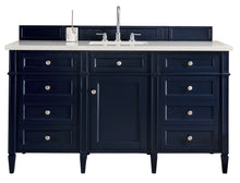 Load image into Gallery viewer, Brittany 60&quot; Victory Blue Single Vanity w/ 3 CM Carrara Marble Top James Martin Vanities
