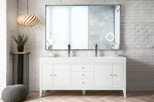 Linear 72" Double Vanity, Glossy White w/ Glossy White Composite Top James Martin Vanities