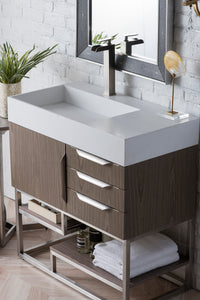 Bathroom Vanities Outlet Atlanta Renovate for LessColumbia 36" Single Vanity, Ash Gray w/ Glossy White Composite Top