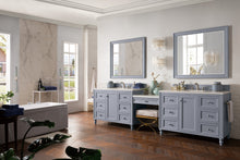 Load image into Gallery viewer, Bathroom Vanities Outlet Atlanta Renovate for LessCopper Cove Encore 122&quot; Double Vanity Set, Silver Gray w/ Makeup Table, 3 CM Arctic Fall Solid Surface Top