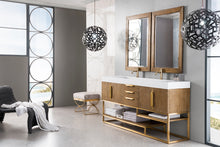 Load image into Gallery viewer, Columbia 72&quot; Double Vanity, Latte Oak, Radiant Gold w/ Glossy White Composite Top James Martin Vanities