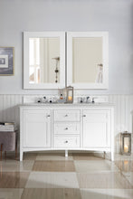 Load image into Gallery viewer, Palisades 60&quot; Double Vanity, Bright White w/ 3 CM Arctic Fall Solid Surface Top James Martin Vanities