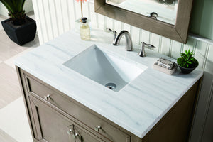 Chicago 36" Single Vanity, Whitewashed Walnut  w/ 3 CM Arctic Fall Solid Surface Top James Martin Vanities