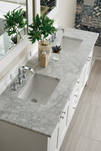 Load image into Gallery viewer, Palisades 72&quot; Double Vanity, Bright White w/ 3 CM Carrara Marble Top James Martin Vanities