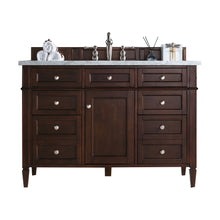 Load image into Gallery viewer, Brittany 48&quot; Burnished Mahogany Single Vanity w/ 3 CM Arctic Fall Solid Surface Top James Martin Vanities