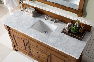Bathroom Vanities Outlet Atlanta Renovate for LessBrookfield 60" Single Vanity, Country Oak w/ 3 CM Carrara Marble Top
