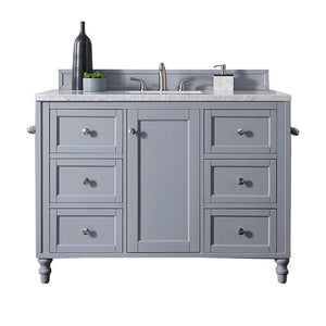 Copper Cove Encore 48" Single Vanity, Silver Gray w/ 3 CM Arctic Fall Solid Surface Top James Martin Vanities