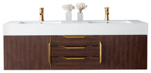 Load image into Gallery viewer, Mercer Island 59&quot; Double Vanity, Coffee Oak, Radiant Gold w/ Glossy White Composite Top James Martin Vanities
