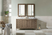 Load image into Gallery viewer, Chicago 60&quot; Double Vanity, Whitewashed Walnut w/ 3 CM Carrara Marble Top James Martin Vanities