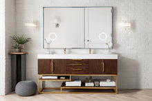 Load image into Gallery viewer, Columbia 72&quot; Double Vanity, Coffee Oak, Radiant Gold w/ Glossy White Composite Top James Martin Vanities