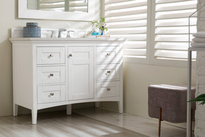 Palisades 48" Single Vanity, Bright  White w/ 3 CM Arctic Fall Solid Surface Top James Martin Vanities