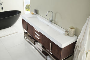 Bathroom Vanities Outlet Atlanta Renovate for LessColumbia 72" Single Vanity, Coffee Oak w/ Glossy White Composite Top