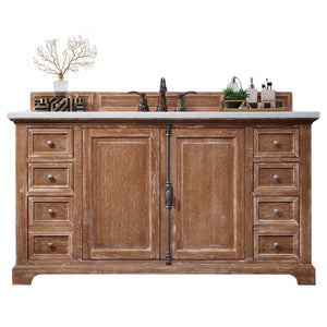 Providence 60" Driftwood Single Vanity w/ 3 CM Arctic Fall Solid Surface Top James Martin Vanities