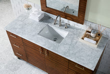 Load image into Gallery viewer, Bathroom Vanities Outlet Atlanta Renovate for LessMetropolitan 60&quot; American Walnut Single Vanity w/ 3 CM Carrara Marble Top