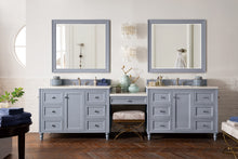 Load image into Gallery viewer, Copper Cove Encore 122&quot; Double Vanity Set, Silver Gray w/ Makeup Table, 3 CM Arctic Fall Solid Surface Top James Martin Vanities