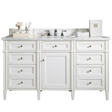 Load image into Gallery viewer, Brittany 60&quot; Bright White Single Vanity w/ 3 CM Carrara Marble Top James Martin Vanities