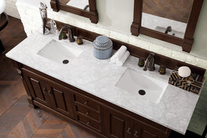 Bathroom Vanities Outlet Atlanta Renovate for LessBrookfield 72" Double Vanity, Burnished Mahogany w/ 3 CM Carrara Marble Top