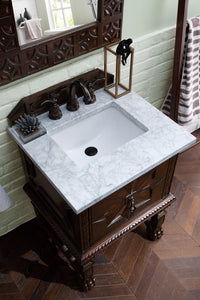 Bathroom Vanities Outlet Atlanta Renovate for LessBalmoral 26" Single Vanity Cabinet, Antique Walnut w/ 3 CM Carrara Marble Top