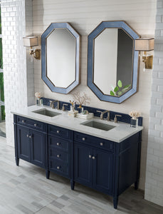 Bathroom Vanities Outlet Atlanta Renovate for LessBrittany 72" Victory Blue Double Vanity w/ 3 CM Eternal Jasmine Pearl Quartz Top