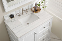Load image into Gallery viewer, Bathroom Vanities Outlet Atlanta Renovate for LessDe Soto 36&quot; Single Vanity, Bright White w/ 3 CM Arctic Fall Solid Surface Top