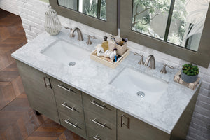 Bathroom Vanities Outlet Atlanta Renovate for LessMetropolitan 60" Silver Oak Double Vanity w/ 3 CM Carrara Marble Top